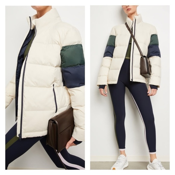 Splits59 Arden White Green Blue Colorblock Down Puffer Jacket Coat Medium NWT - Picture 5 of 15